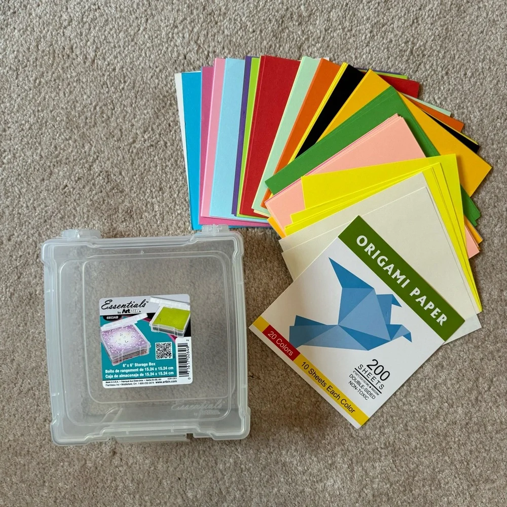 200 sheets of origami paper in 20 vibrant colors plus storage box